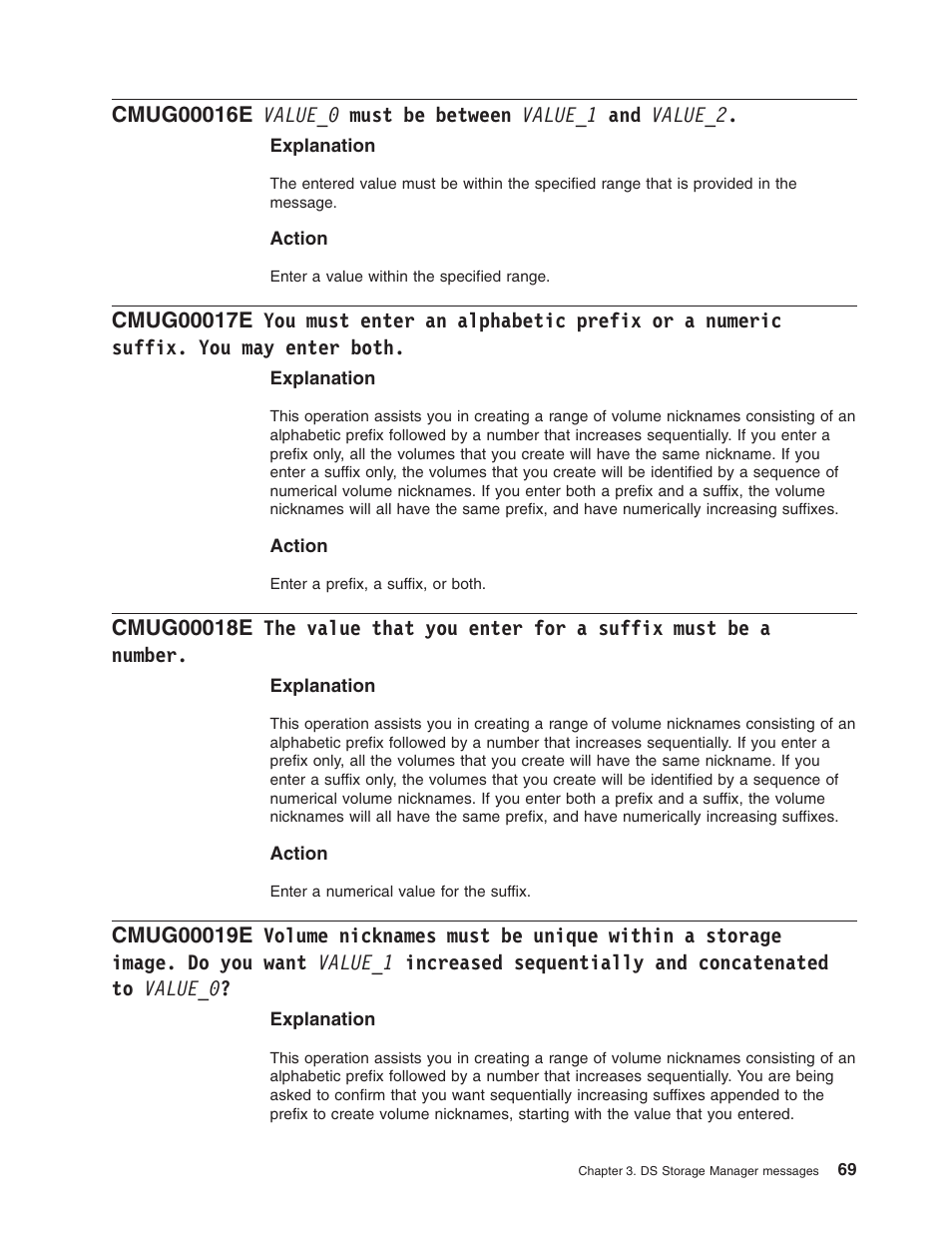 Value_0, Must, Between | Value_1, Value_2, Enter, Alphabetic, Prefix, Numeric, Suffix | IBM TOTAL STORAGE DS8000 User Manual | Page 89 / 374