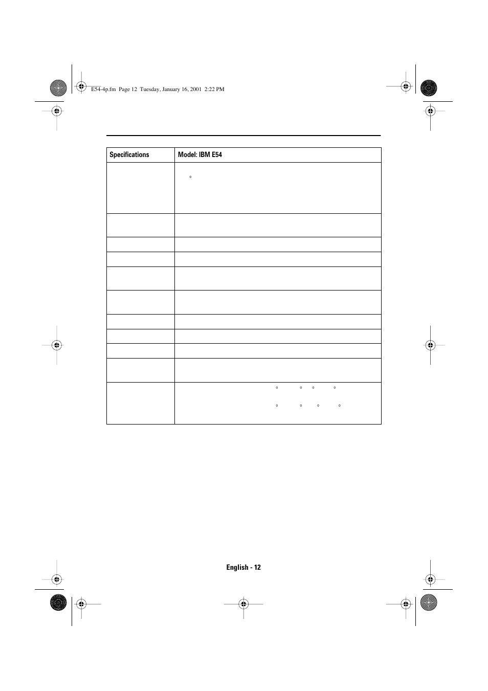 Specifications | IBM 31P6241 User Manual | Page 14 / 41