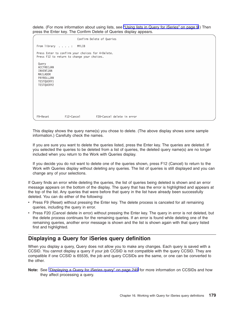 Displaying a query for iseries query definition | IBM ISERIES SC41-5210-04 User Manual | Page 191 / 294