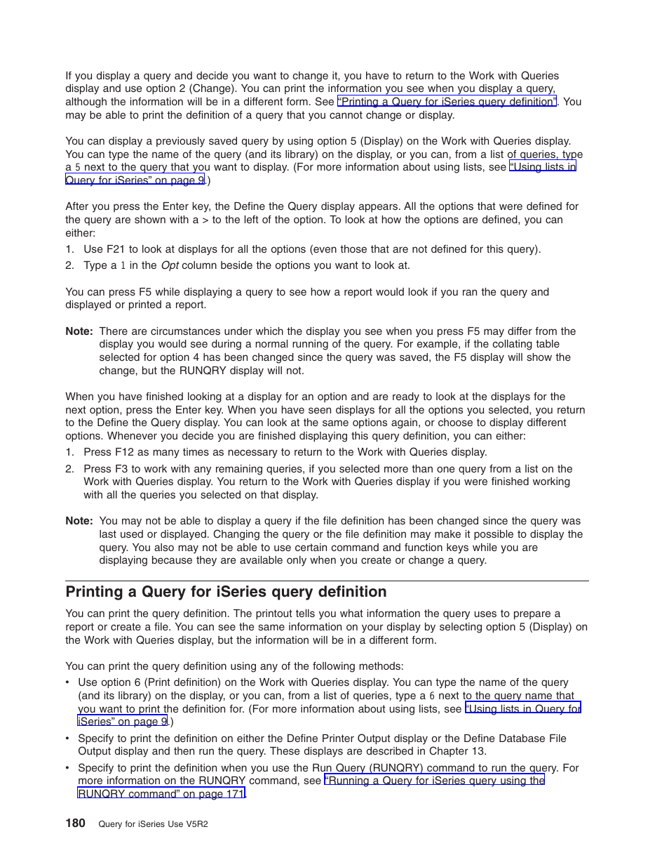 Printing a query for iseries query definition | IBM ISERIES SC41-5210-04 User Manual | Page 192 / 294
