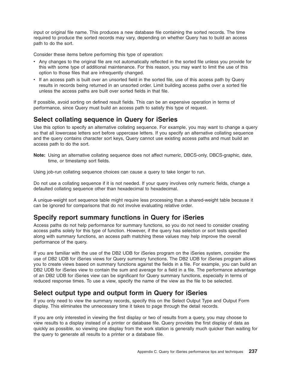 Select collating sequence in query for iseries | IBM ISERIES SC41-5210-04 User Manual | Page 249 / 294