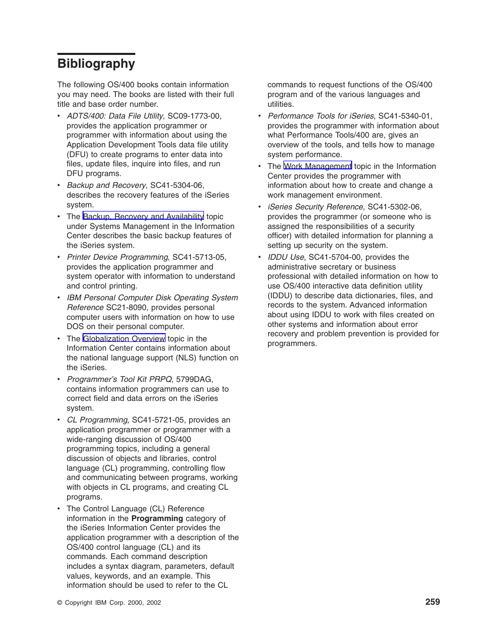 Bibliography | IBM ISERIES SC41-5210-04 User Manual | Page 271 / 294