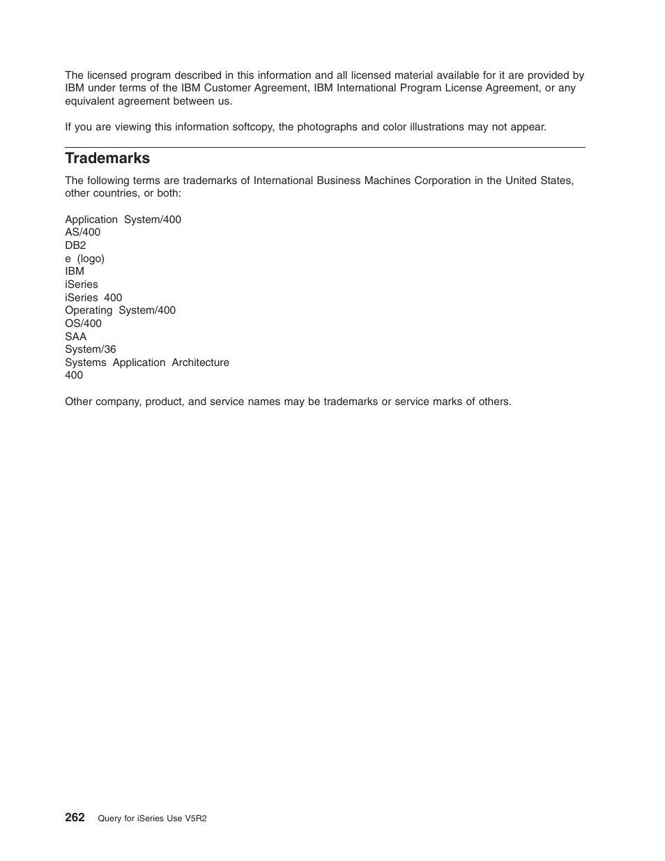 Trademarks | IBM ISERIES SC41-5210-04 User Manual | Page 274 / 294