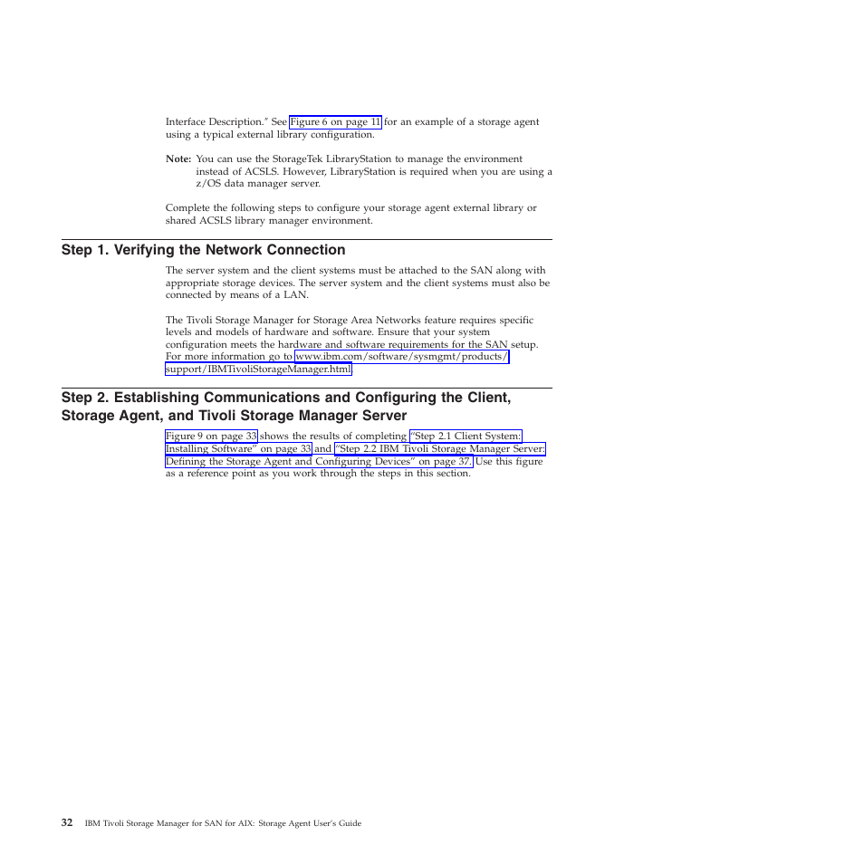 Step 1. verifying the network connection, Step, Verifying | Network, Connection, Establishing, Communications, Configuring, Client, Storage | IBM TIVOLI SC32-0129-00 User Manual | Page 50 / 82