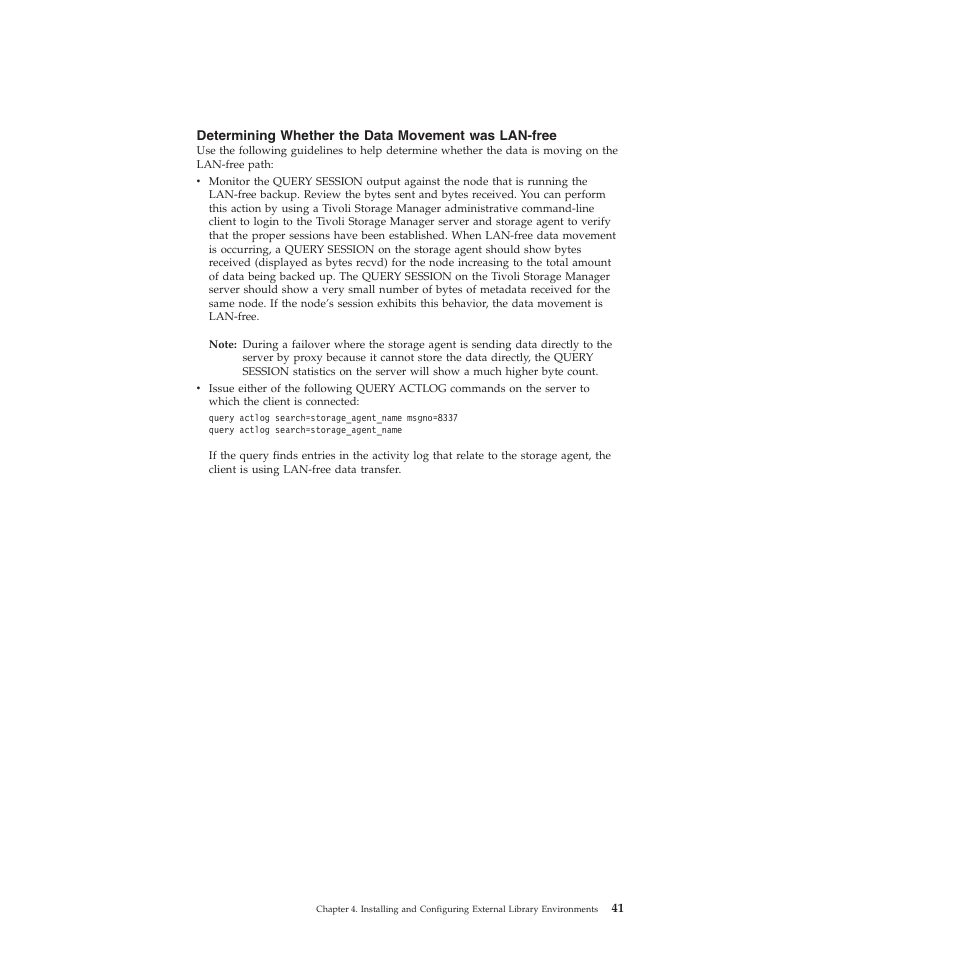 Determining whether the data movement was lan-free | IBM TIVOLI SC32-0129-00 User Manual | Page 59 / 82