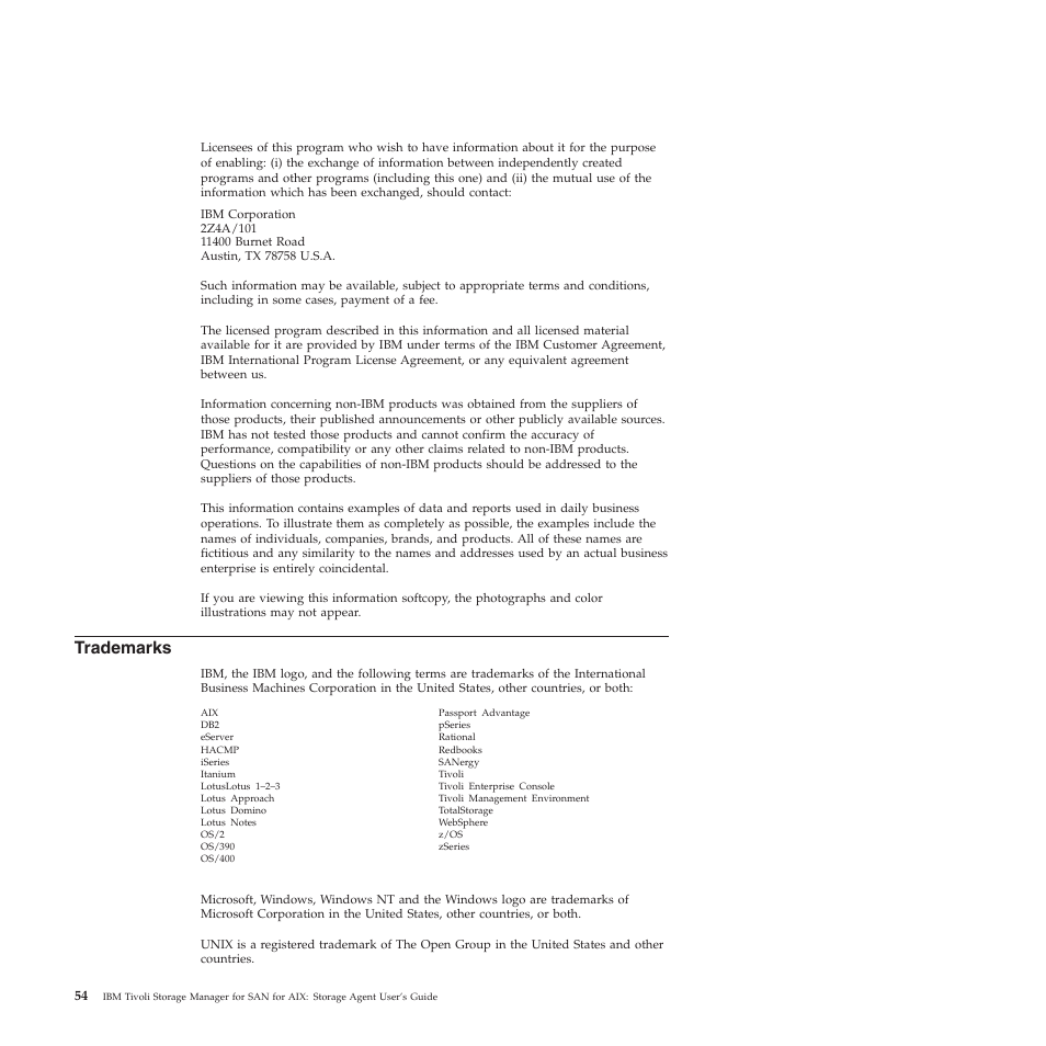 Trademarks | IBM TIVOLI SC32-0129-00 User Manual | Page 72 / 82