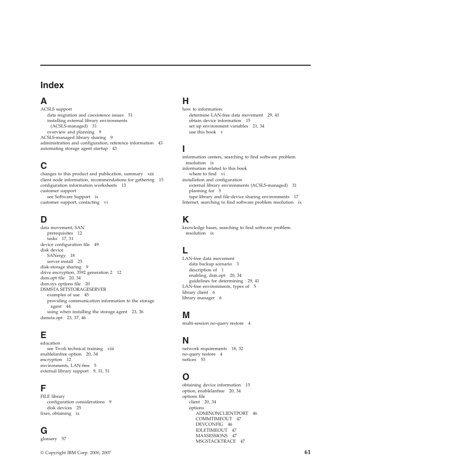 Index | IBM TIVOLI SC32-0129-00 User Manual | Page 79 / 82