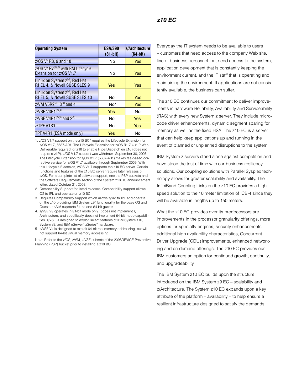 Z10 ec | IBM Z10 EC User Manual | Page 11 / 67
