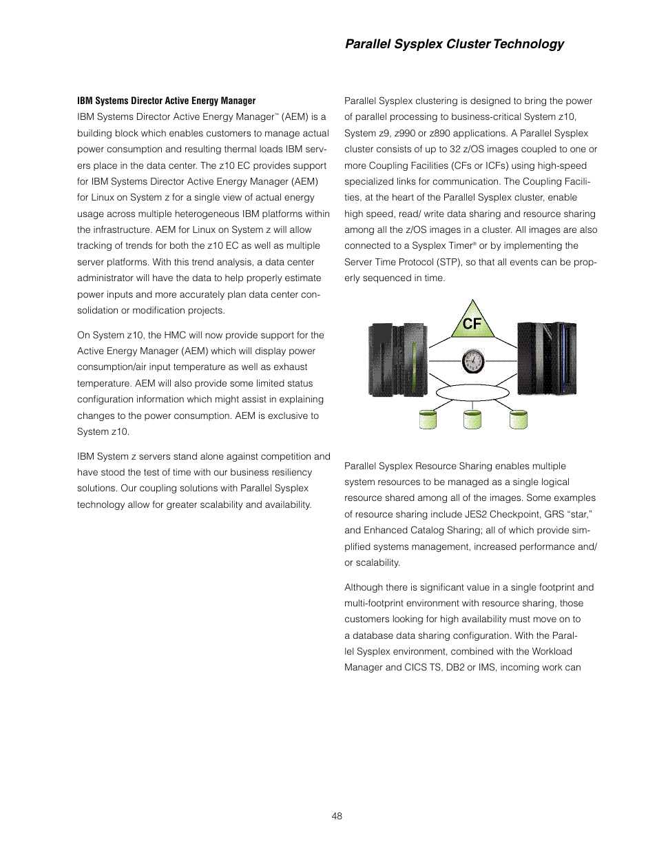 Parallel sysplex cluster technology | IBM Z10 EC User Manual | Page 48 / 67