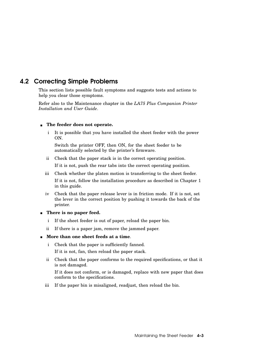 2 correcting simple problems | IBM LA75P User Manual | Page 25 / 30