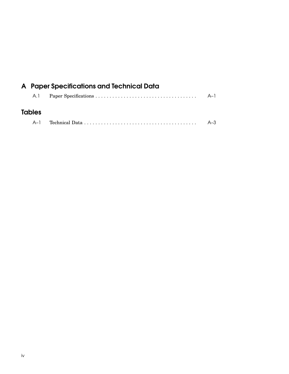 A paper specifications and technical data, Tables | IBM LA75P User Manual | Page 4 / 30