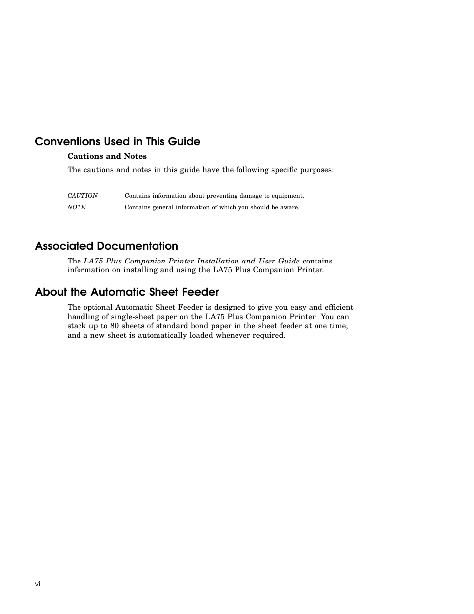 Conventions used in this guide, Associated documentation, About the automatic sheet feeder | IBM LA75P User Manual | Page 6 / 30