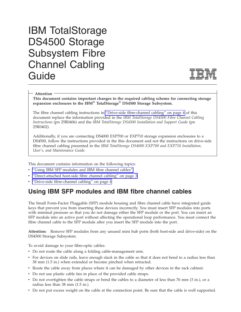 IBM TOTALSTORAGE DS4500 User Manual | 16 pages