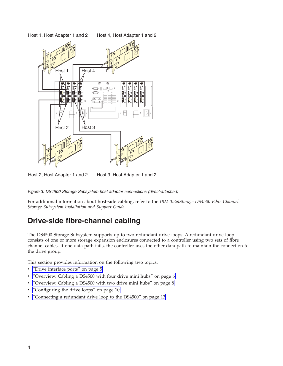 Drive-side fibre-channel cabling, Drive-side, Fibre-channel | Cabling | IBM TOTALSTORAGE DS4500 User Manual | Page 4 / 16