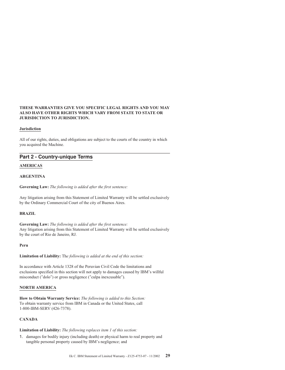 Part 2 - country-unique terms, Part, Country-unique | Terms | IBM ThinkPad 73P3297 User Manual | Page 43 / 66
