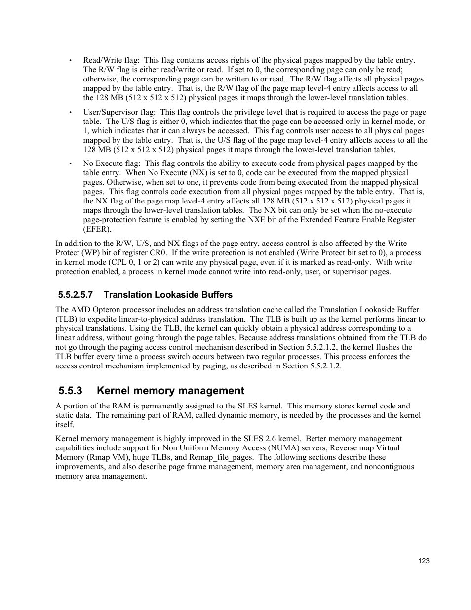 7 translation lookaside buffers, 3 kernel memory management | IBM Novell 10 SP1 EAL4 User Manual | Page 135 / 246