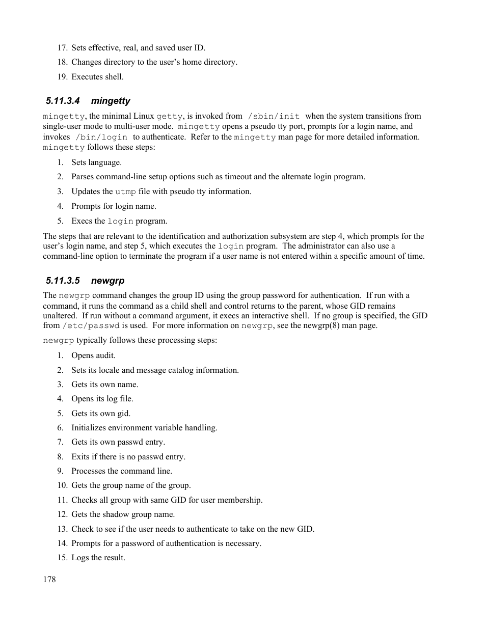 4 mingetty, 5 newgrp | IBM Novell 10 SP1 EAL4 User Manual | Page 190 / 246