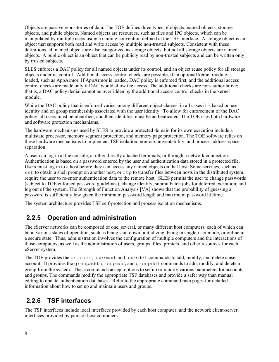 5 operation and administration, 6 tsf interfaces | IBM Novell 10 SP1 EAL4 User Manual | Page 20 / 246