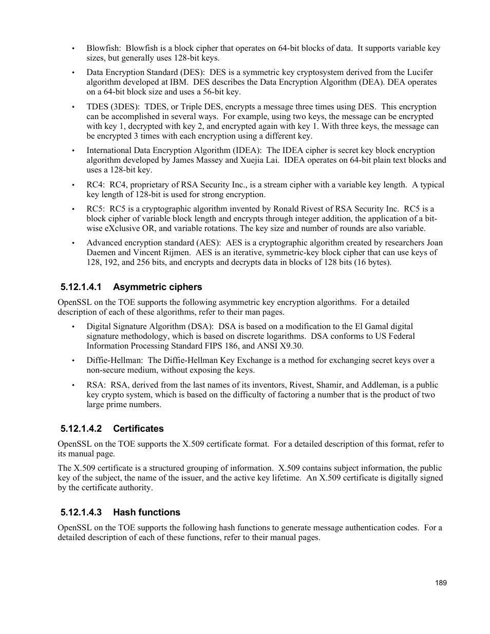 1 asymmetric ciphers, 2 certificates, 3 hash functions | IBM Novell 10 SP1 EAL4 User Manual | Page 201 / 246