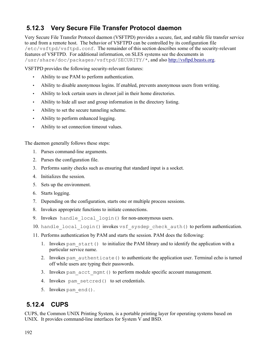 3 very secure file transfer protocol daemon, 4 cups | IBM Novell 10 SP1 EAL4 User Manual | Page 204 / 246