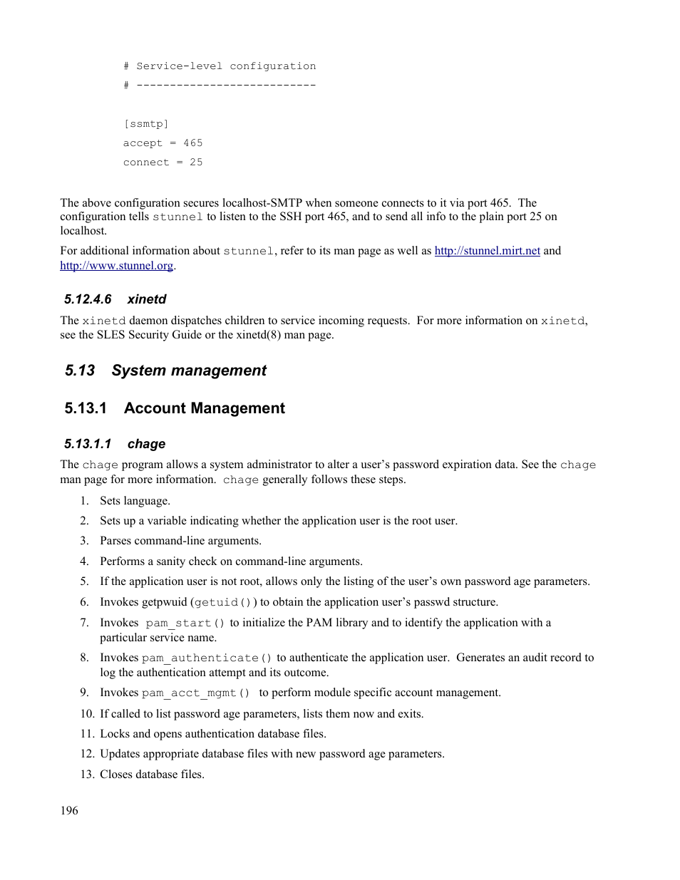 6 xinetd, 13 system management, 1 account management | 1 chage | IBM Novell 10 SP1 EAL4 User Manual | Page 208 / 246