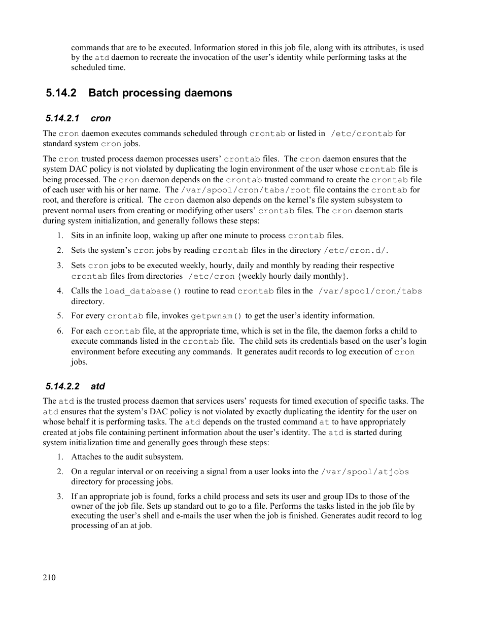 2 batch processing daemons, 1 cron, 2 atd | IBM Novell 10 SP1 EAL4 User Manual | Page 222 / 246