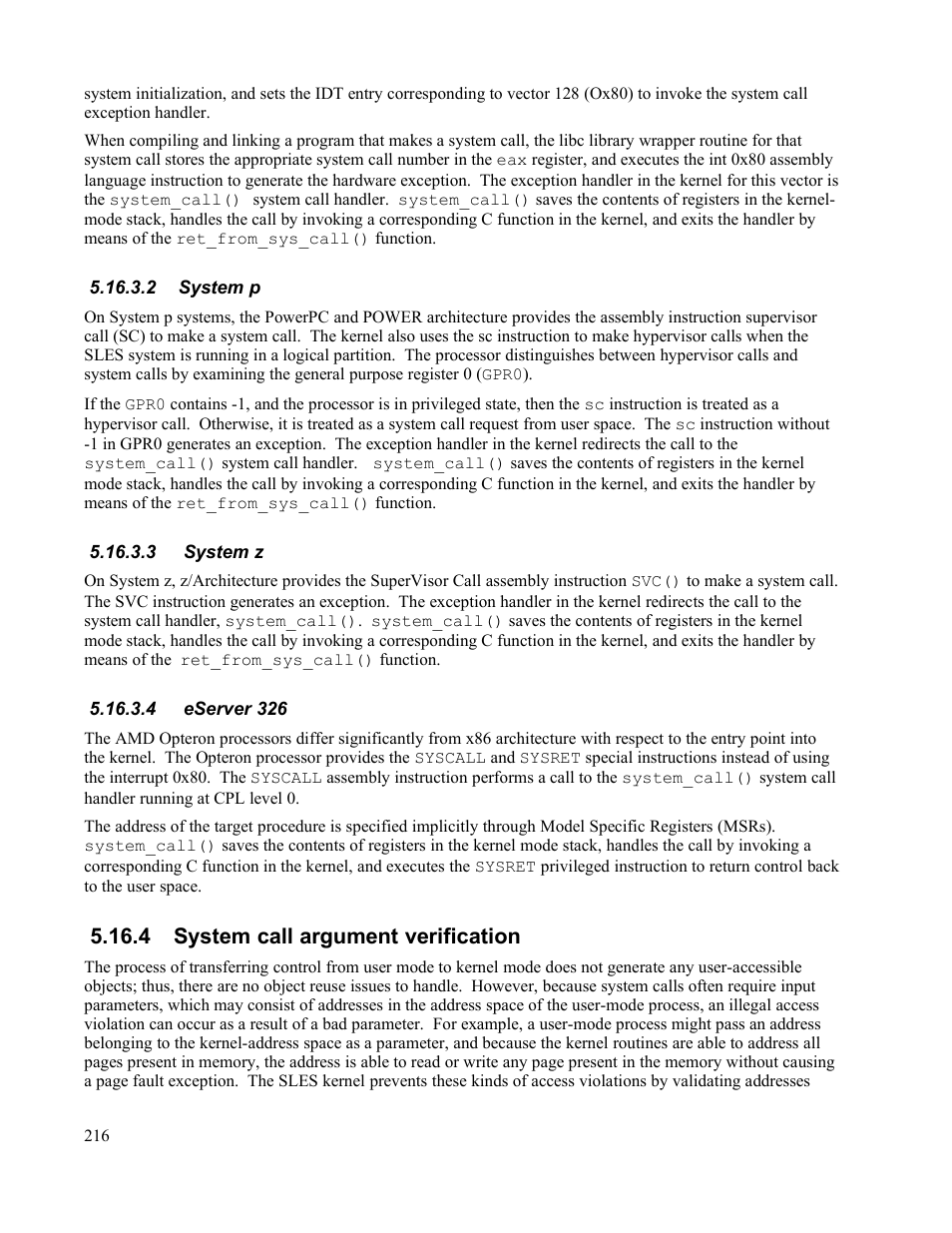 2 system p, 3 system z, 4 eserver 326 | 4 system call argument verification | IBM Novell 10 SP1 EAL4 User Manual | Page 228 / 246