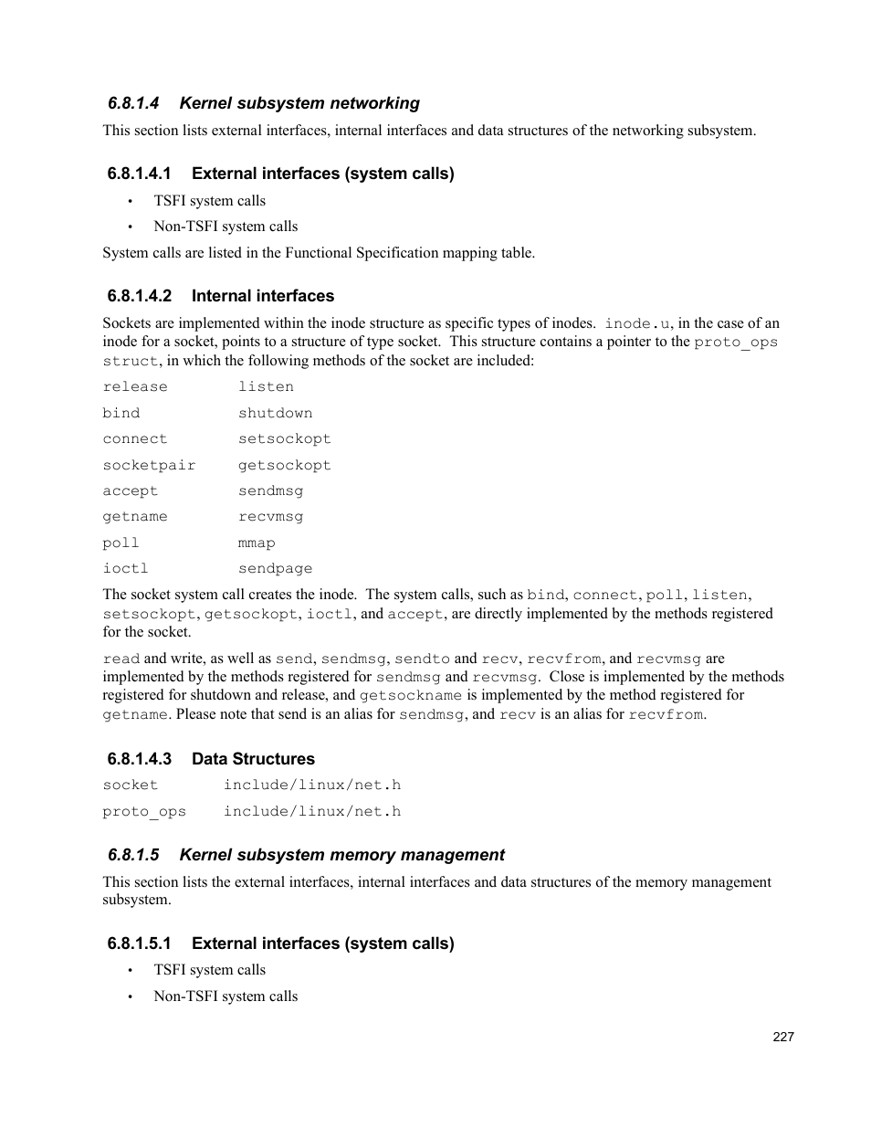 4 kernel subsystem networking, 1 external interfaces (system calls), 2 internal interfaces | 3 data structures, 5 kernel subsystem memory management | IBM Novell 10 SP1 EAL4 User Manual | Page 239 / 246