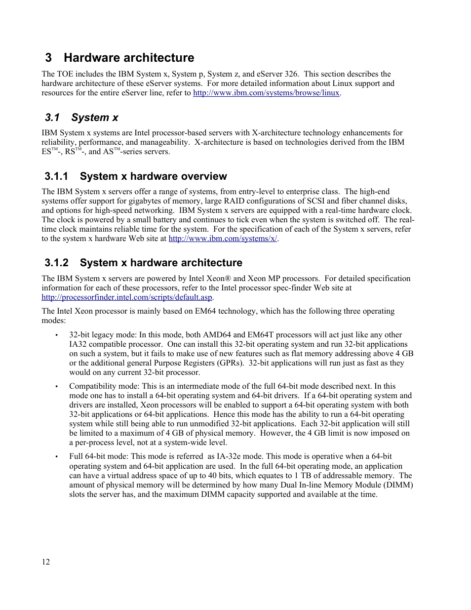3 hardware architecture, 1 system x, 1 system x hardware overview | 2 system x hardware architecture | IBM Novell 10 SP1 EAL4 User Manual | Page 24 / 246