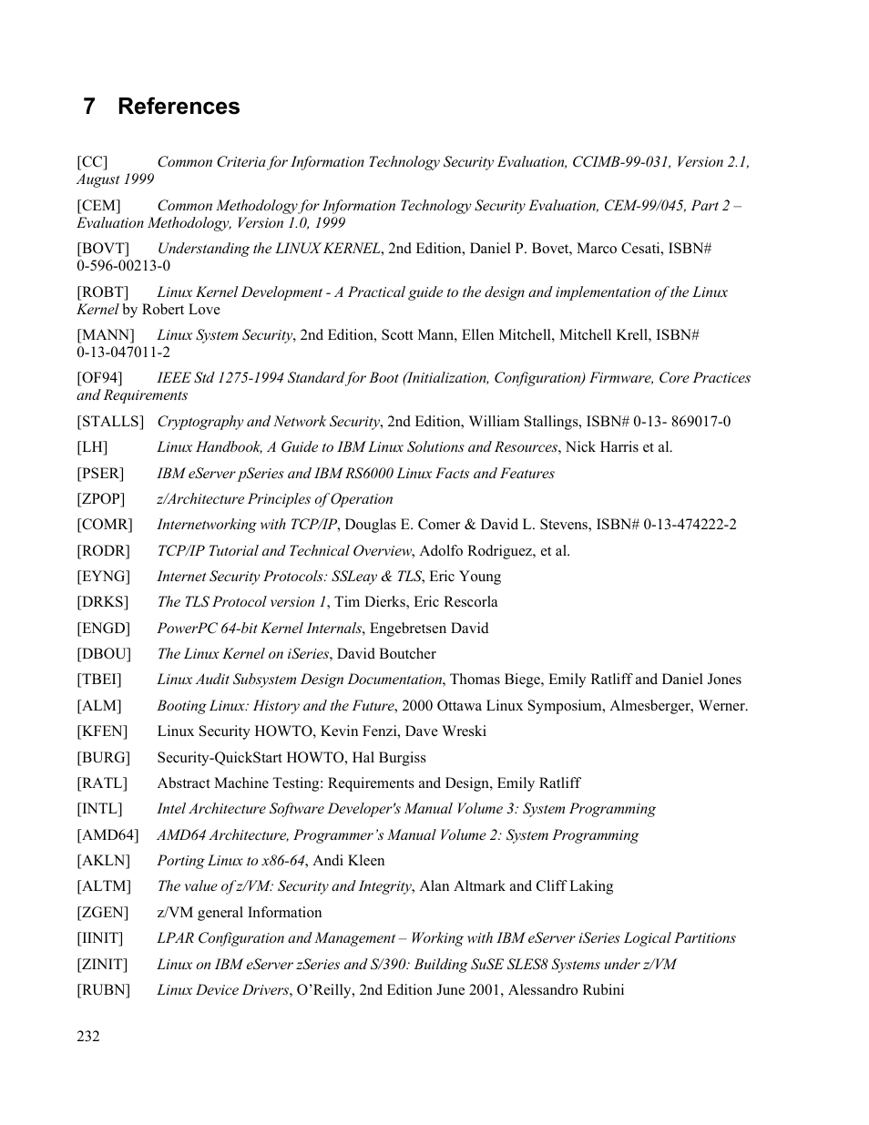 7 references | IBM Novell 10 SP1 EAL4 User Manual | Page 244 / 246