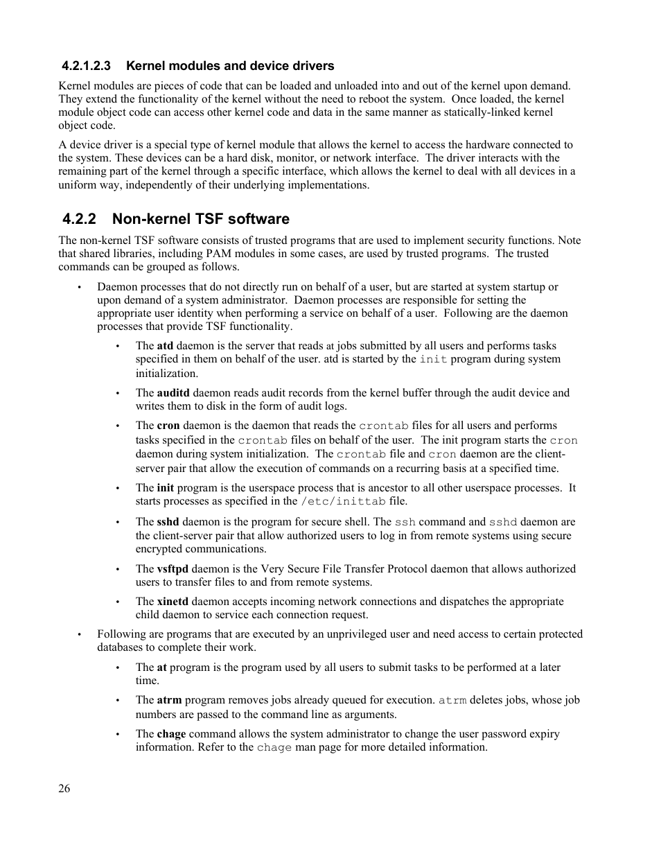 3 kernel modules and device drivers, 2 non-kernel tsf software | IBM Novell 10 SP1 EAL4 User Manual | Page 38 / 246