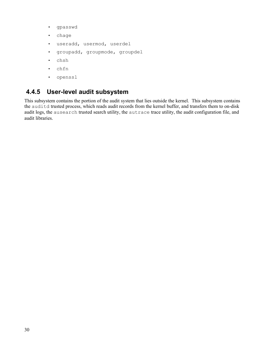 5 user-level audit subsystem | IBM Novell 10 SP1 EAL4 User Manual | Page 42 / 246