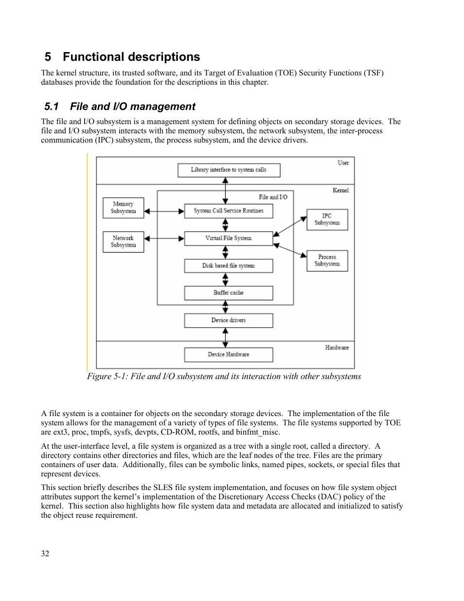 5 functional descriptions, 1 file and i/o management | IBM Novell 10 SP1 EAL4 User Manual | Page 44 / 246
