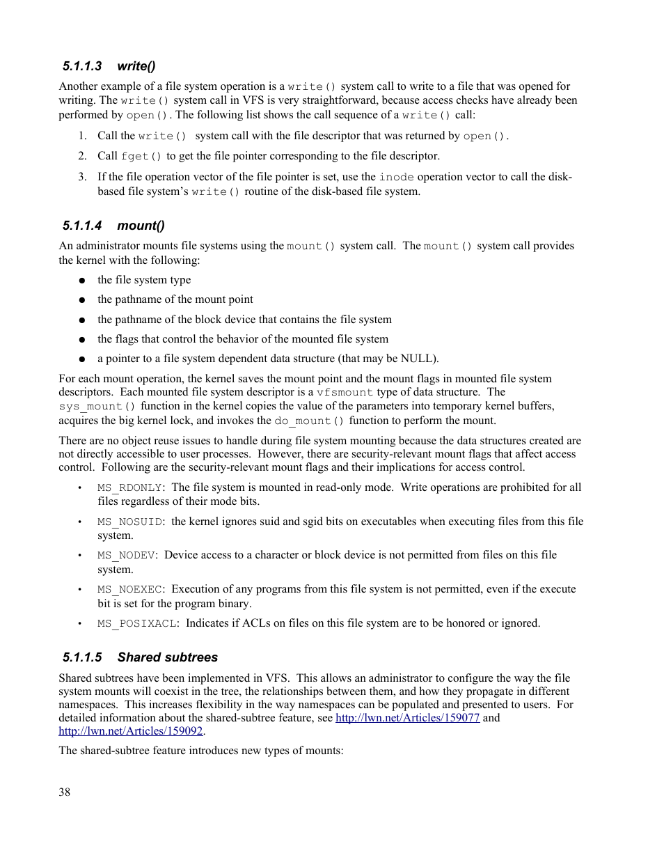 3 write(), 4 mount(), 5 shared subtrees | IBM Novell 10 SP1 EAL4 User Manual | Page 50 / 246