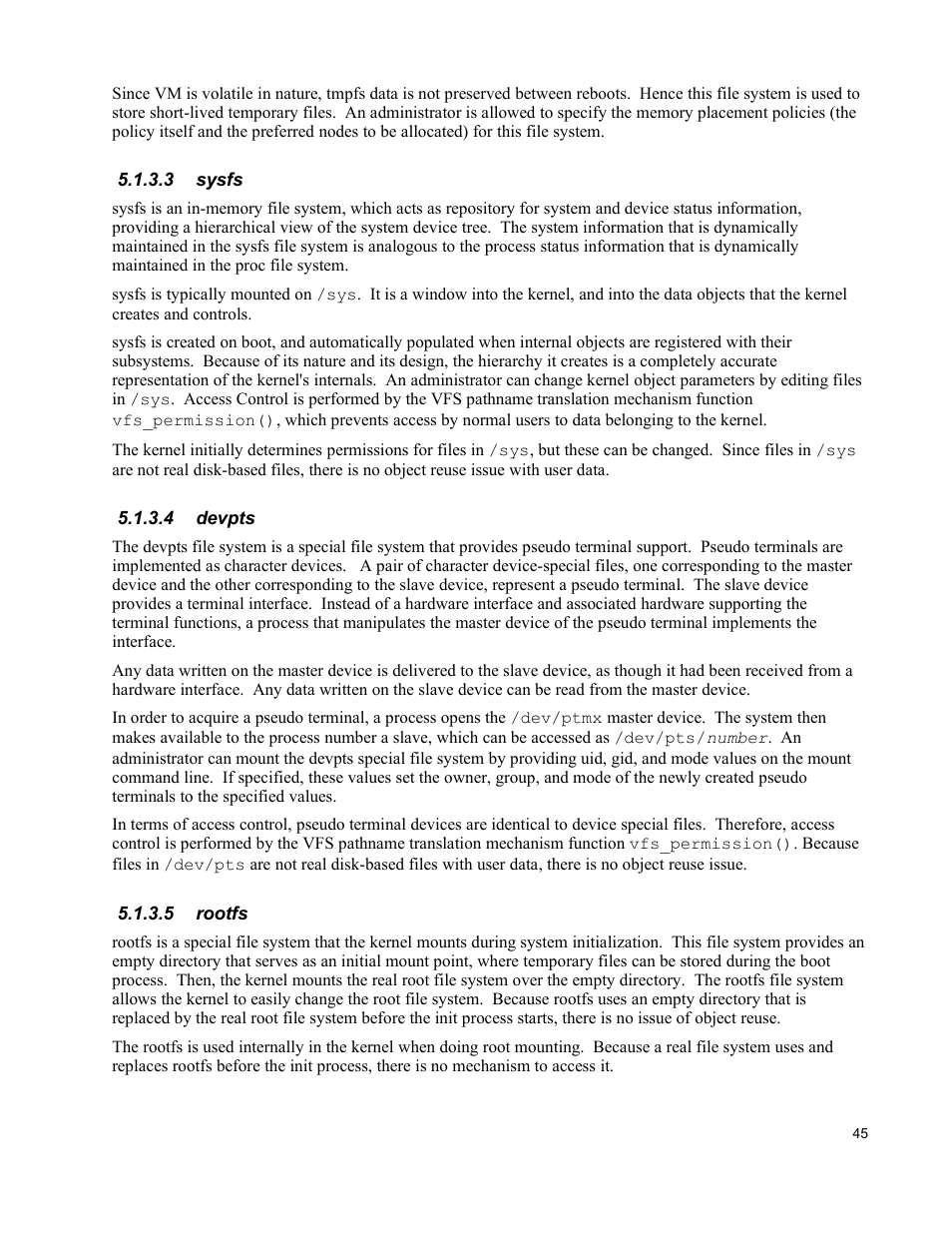 3 sysfs, 4 devpts, 5 rootfs | IBM Novell 10 SP1 EAL4 User Manual | Page 57 / 246
