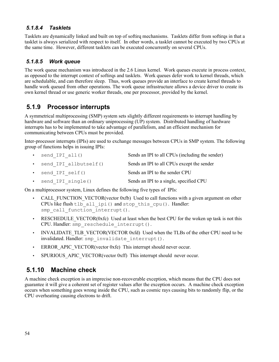 4 tasklets, 5 work queue, 9 processor interrupts | 10 machine check | IBM Novell 10 SP1 EAL4 User Manual | Page 66 / 246
