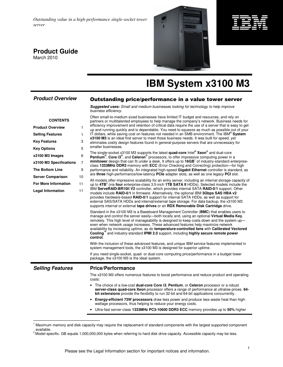 IBM X3100 M3 User Manual | 11 pages