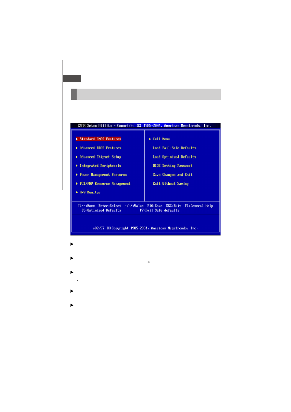 The main menu | IBM MS-7236 (V2.X) Mainboard G52-72361X2 User Manual | Page 42 / 85