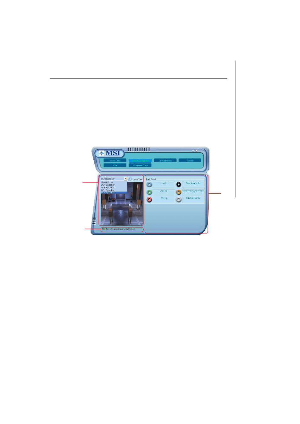 Speaker configuration | IBM MS-7236 (V2.X) Mainboard G52-72361X2 User Manual | Page 77 / 85