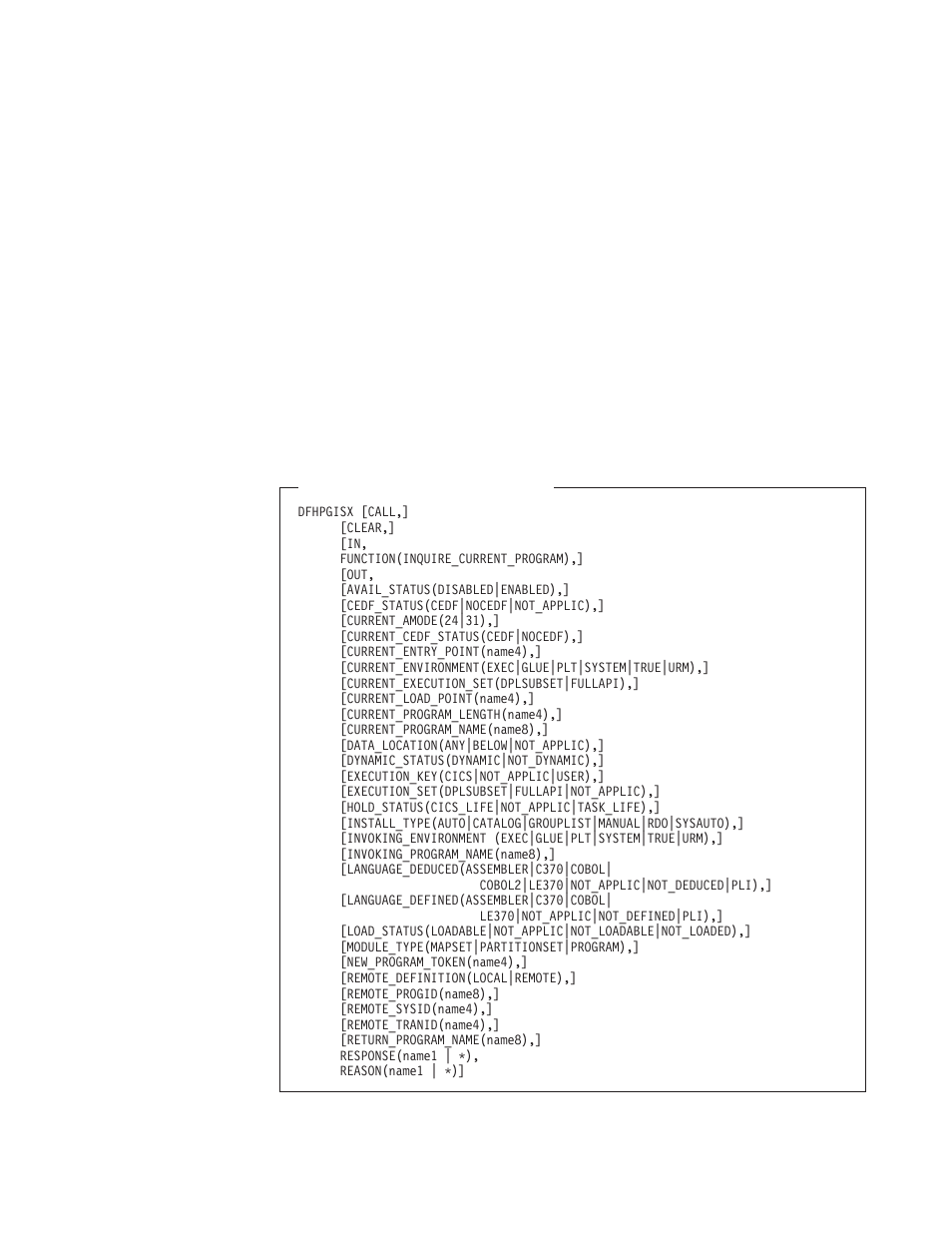 The inquire_current_program call, Response and reason values for inquire_program, Program management functions | IBM SC33-1683-02 User Manual | Page 373 / 875