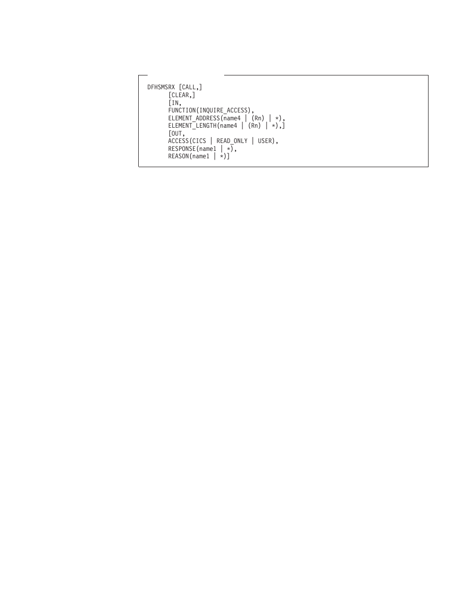 The inquire_element_length call, Response and reason values for inquire_access | IBM SC33-1683-02 User Manual | Page 397 / 875