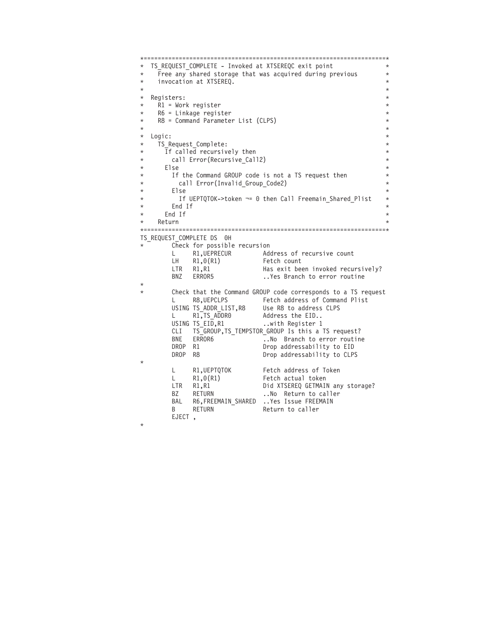 Example xtsereq global user exit program | IBM SC33-1683-02 User Manual | Page 845 / 875