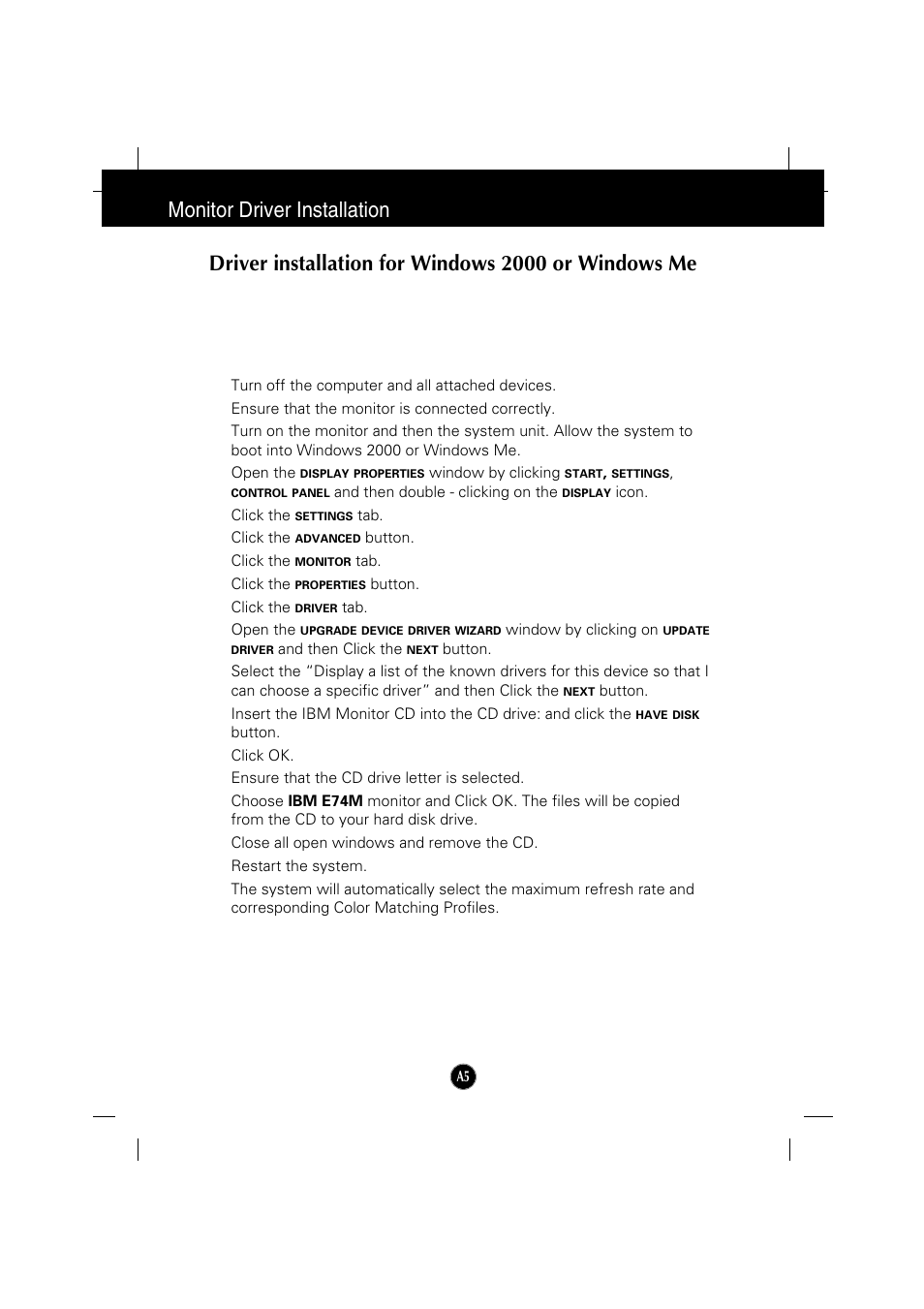 Driver installation for windows 2000 or windows me | IBM 6517-6LN User Manual | Page 8 / 24