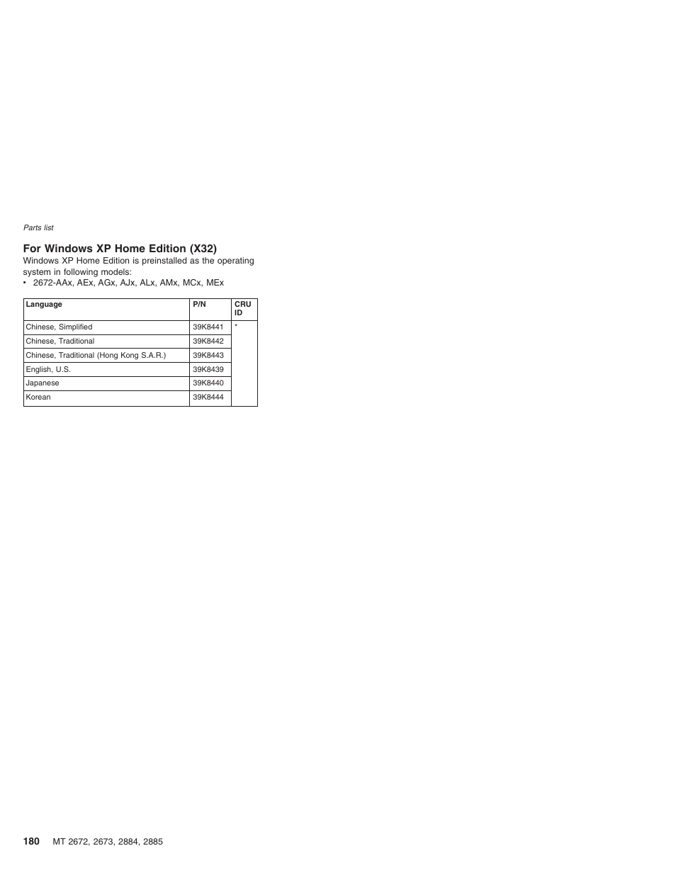 For windows xp home edition (x32), Windows, Home | Edition, X32) | IBM X32 User Manual | Page 184 / 196