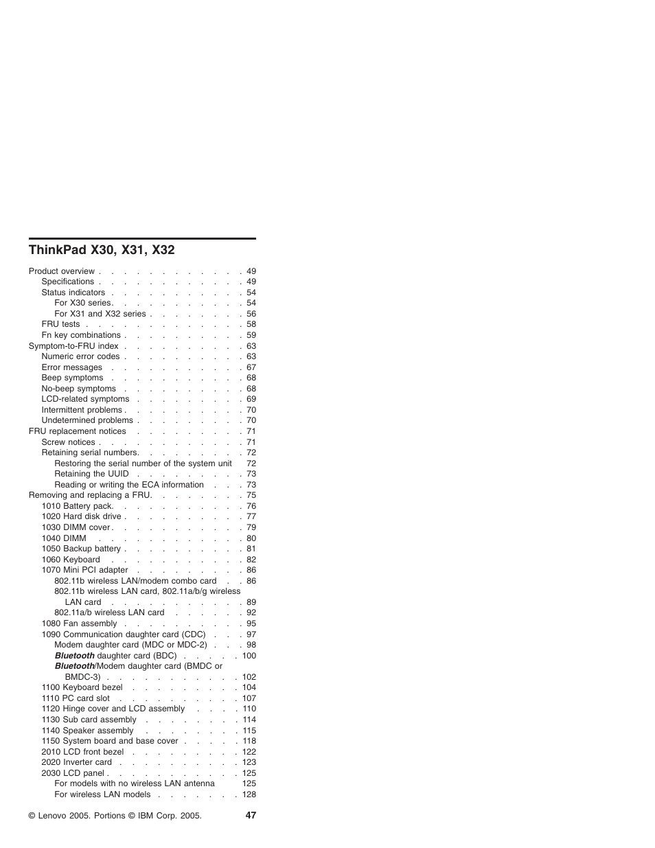 Thinkpad x30, x31, x32, Thinkpad | IBM X32 User Manual | Page 51 / 196