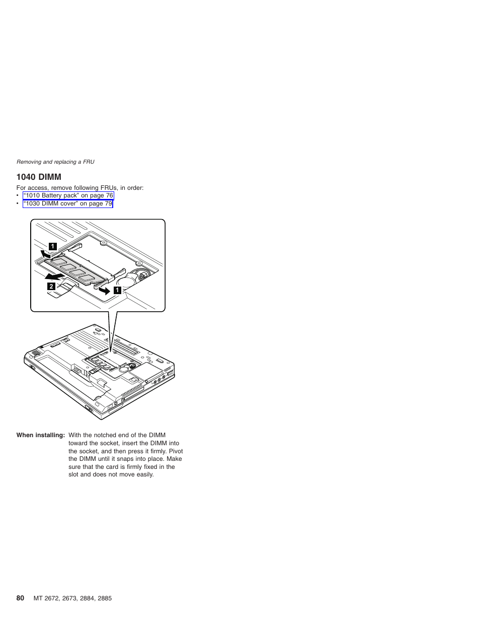 1040 dimm, Dimm | IBM X32 User Manual | Page 84 / 196