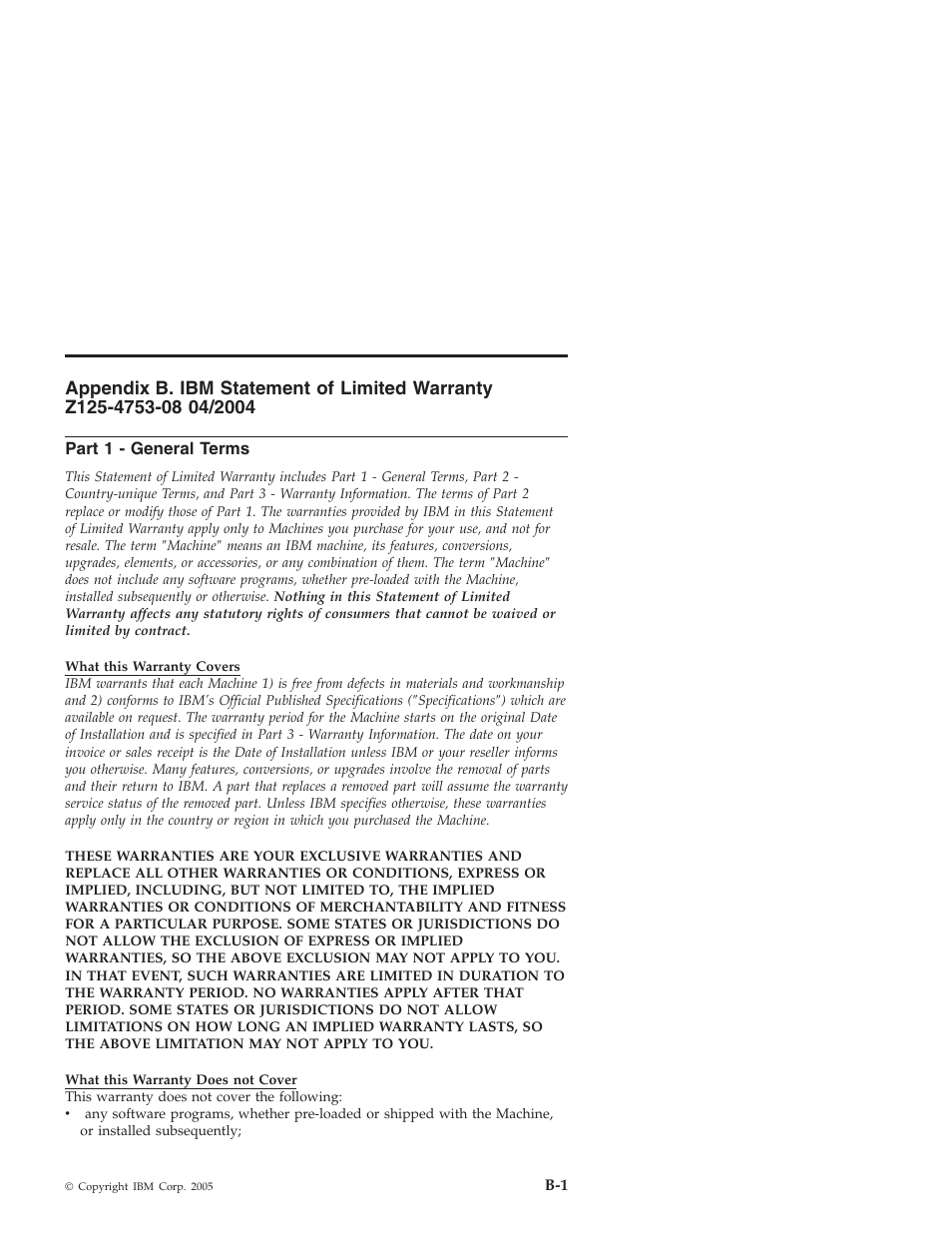 Part 1 - general terms, Appendix, Statement | Limited, Warranty | IBM THINKPAD X4 User Manual | Page 133 / 164
