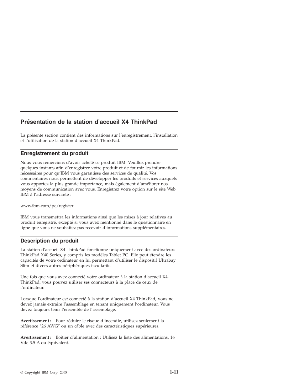 Présentation, Station, D’accueil | Thinkpad | IBM THINKPAD X4 User Manual | Page 21 / 164
