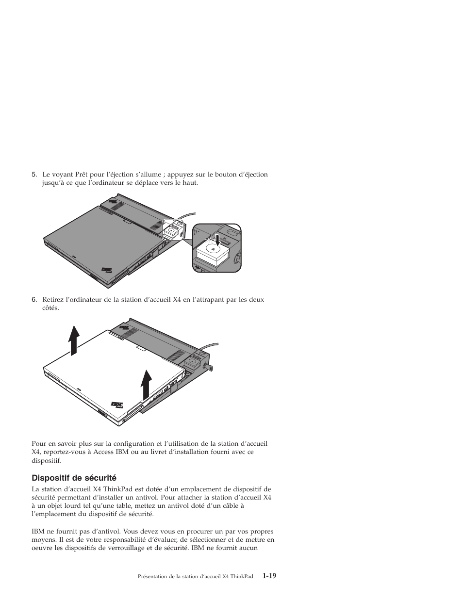 Dispositif, Sécurité | IBM THINKPAD X4 User Manual | Page 29 / 164