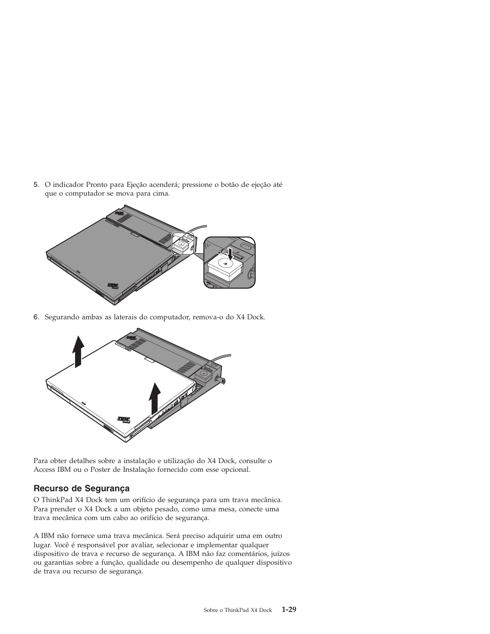 Recurso, Segurança | IBM THINKPAD X4 User Manual | Page 39 / 164